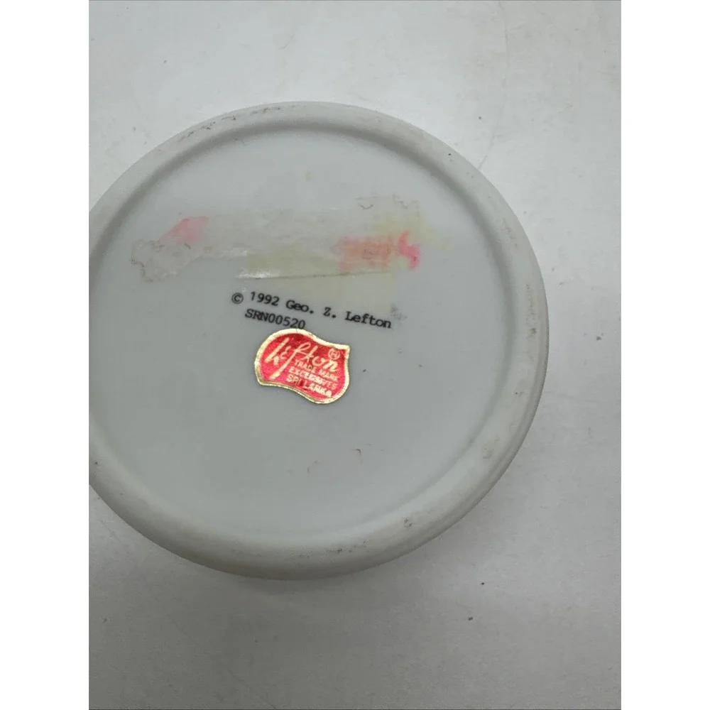 Vntg Lefton Butterfly Glass Trinket Box Vanity Dish 1992 3